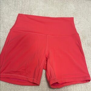 Women's Red High-Waisted Shorts
